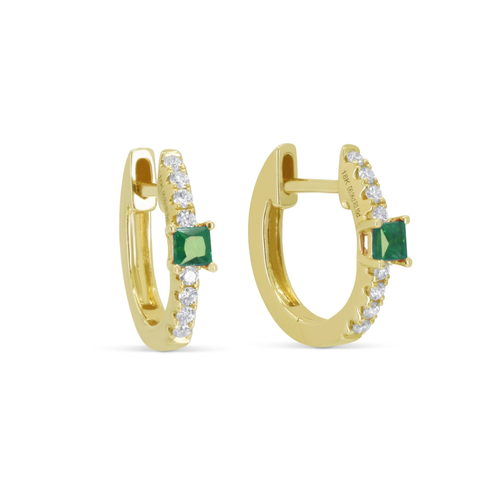 Madison L 14K Yellow Gold Emerald Hoop Earrings - style E1774EMY