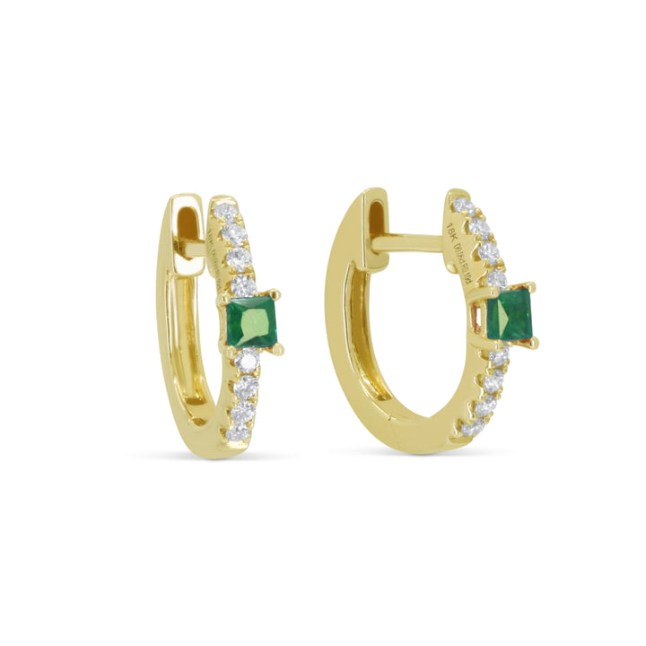 Madison L 14K Yellow Gold Emerald Huggie Hoop Earrings - style E1774EMY