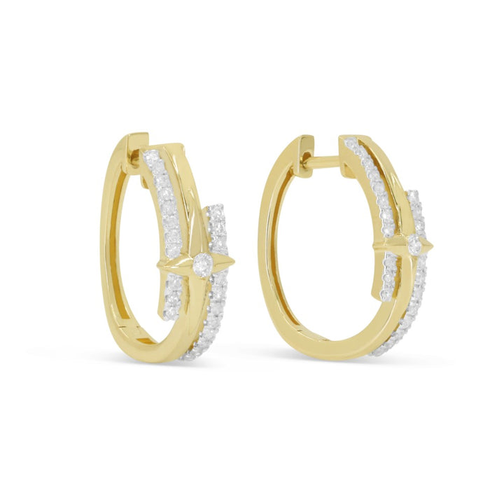 Madison L 14K Yellow Gold Diamond Hoop Earrings - style E1780Y