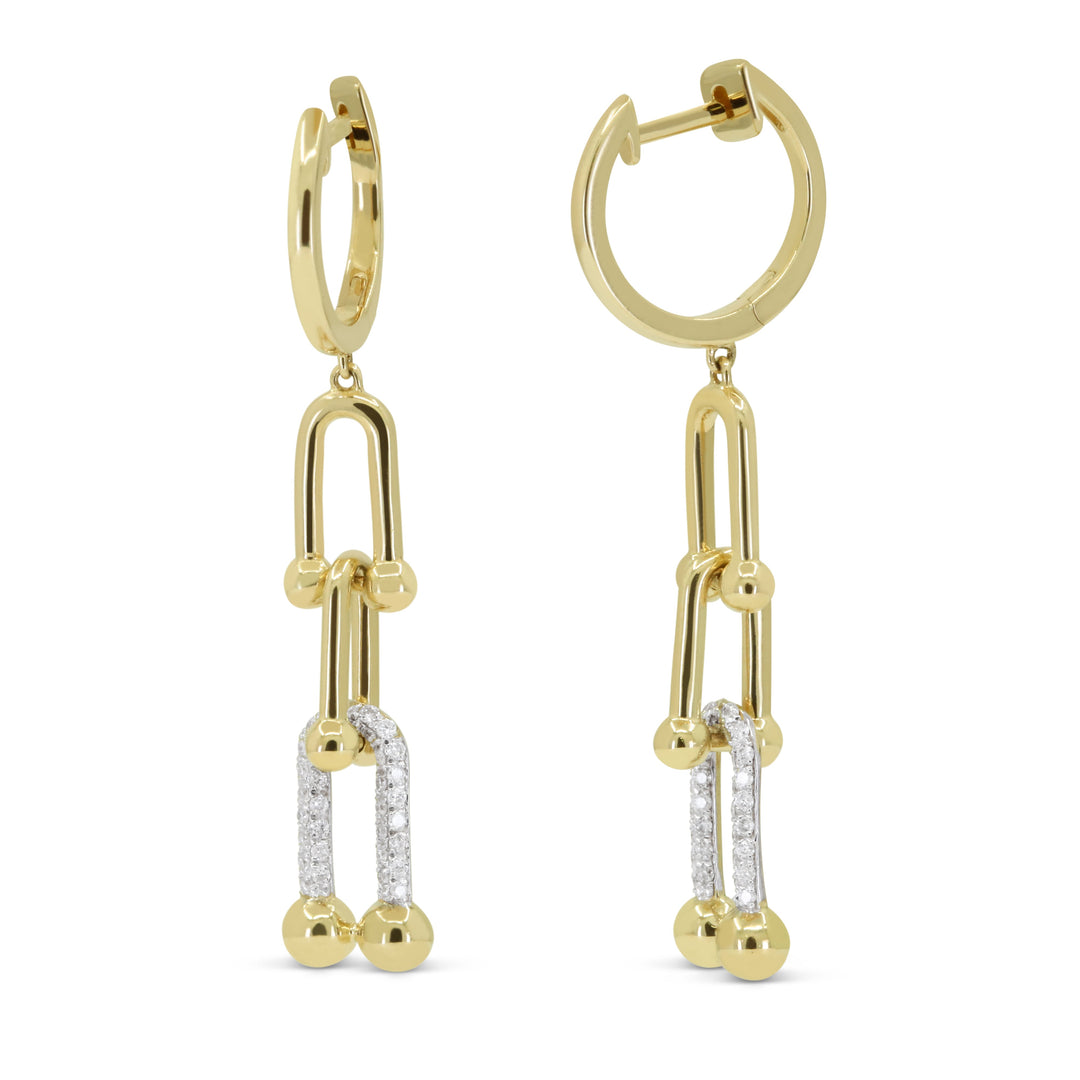 Beautiful Hand Crafted 14K Yellow Gold White Diamond Milano Collection Drop Dangle Earrings With A Lever Back Closure