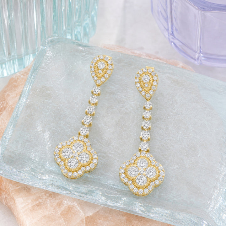 E1799 - 14K Yellow Gold Diamond Drop Earrings