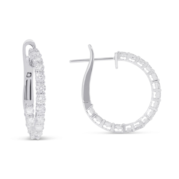 Beautiful Hand Crafted 14K White Gold  Milano Collection Hoop Earrings With A Hoop Closure
