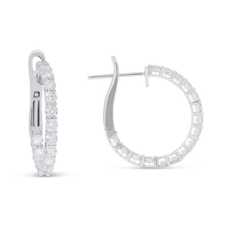 Beautiful Hand Crafted 14K Yellow Gold White Diamond Milano Collection Hoop Earrings With A Hoop Closure