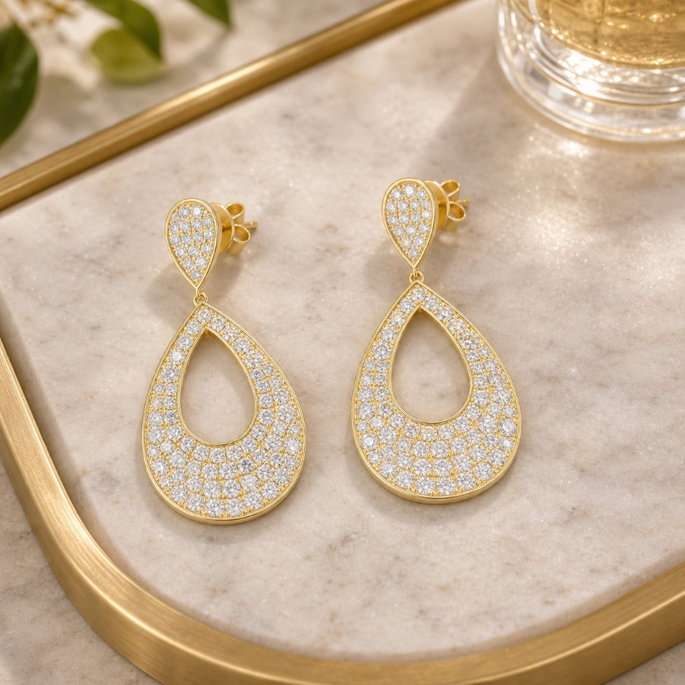 E1817 - 14K Yellow Gold Diamond Drop Earrings