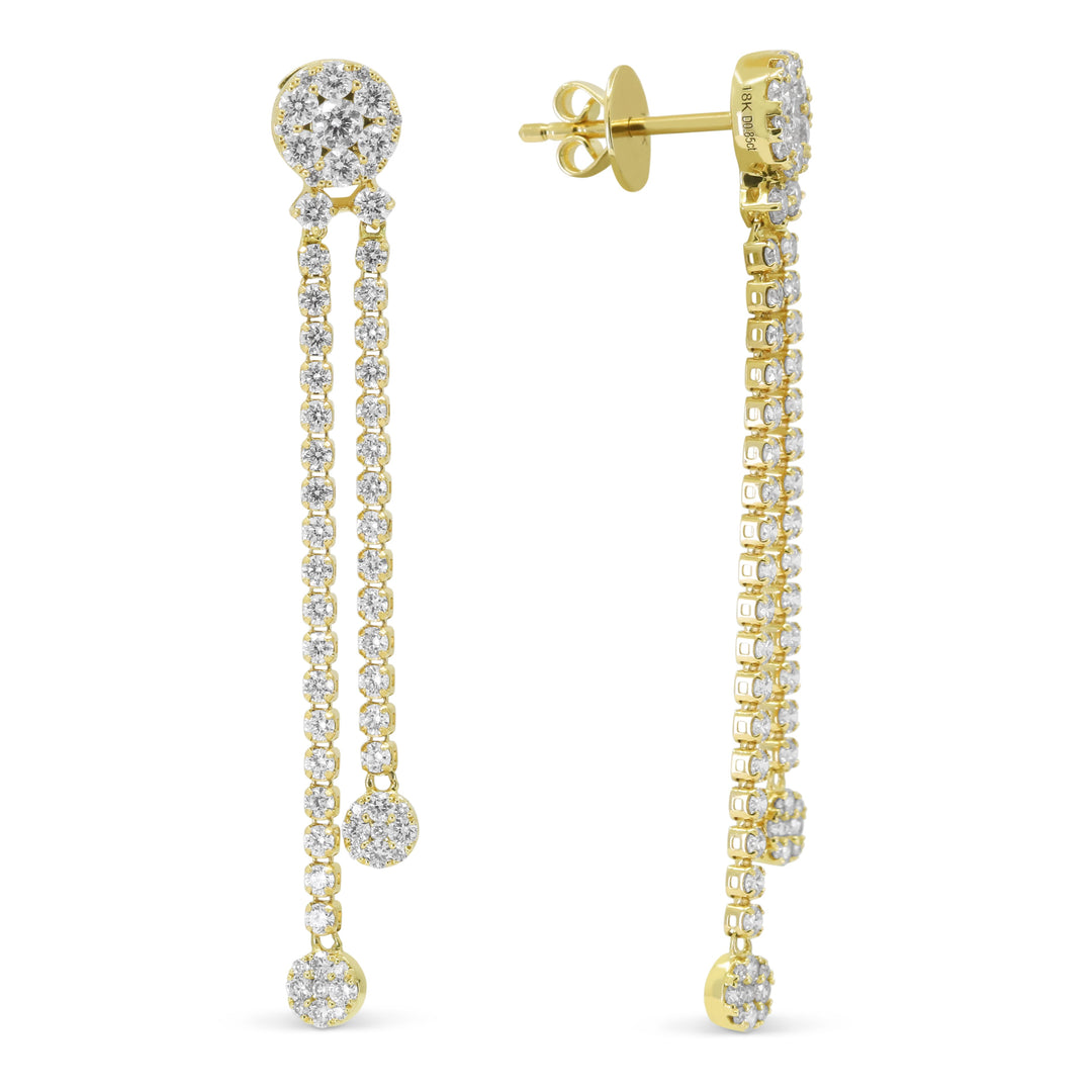 Beautiful Hand Crafted 14K Yellow Gold White Diamond Milano Collection Drop Dangle Earrings With A Push Back Closure