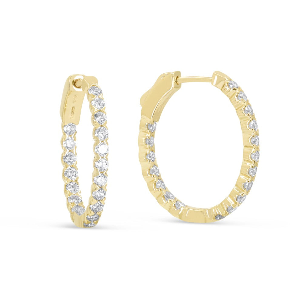 Beautiful Hand Crafted 14K White Gold  Milano Collection Hoop Earrings With A Hoop Closure