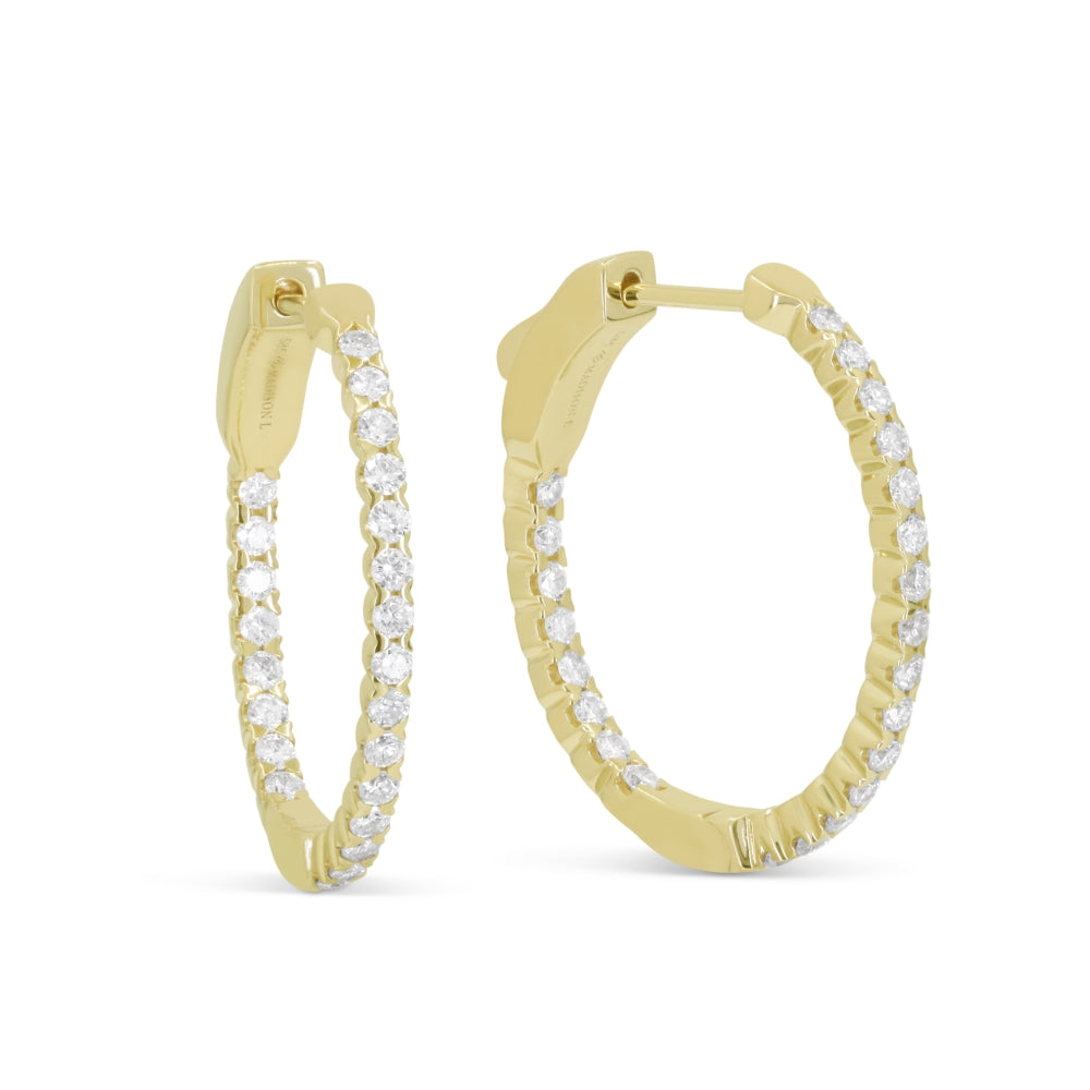 Madison L 14K Yellow Gold Diamond In & Out Hoop Earrings - style E1822Y-0.85CT