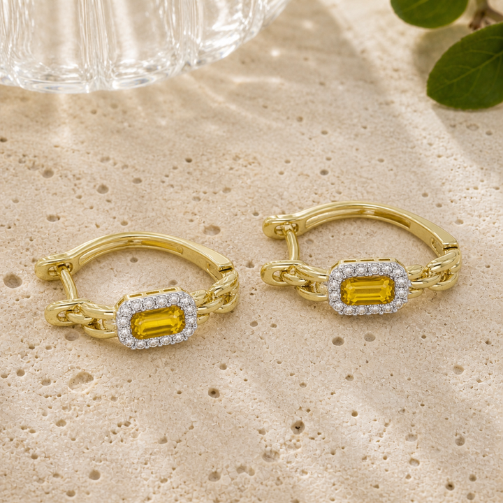 Madison L 14K Yellow Gold Citrine Hoop Earrings - style E1823CTY