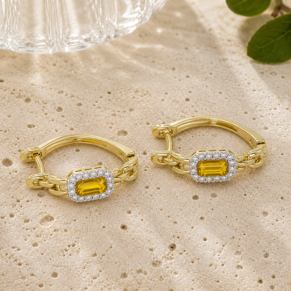 Madison L 14K Yellow Gold Citrine Hoop Earrings - style E1823CTY