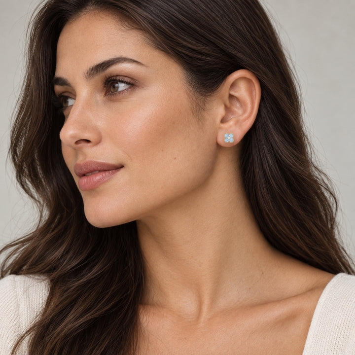 E1826 - 14K Gold Diamond Flower Stud Earrings