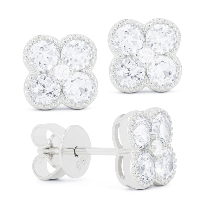 Beautiful Hand Crafted 14K White Gold White Diamond Essentials Collection Stud Earrings With A Push Back Closure