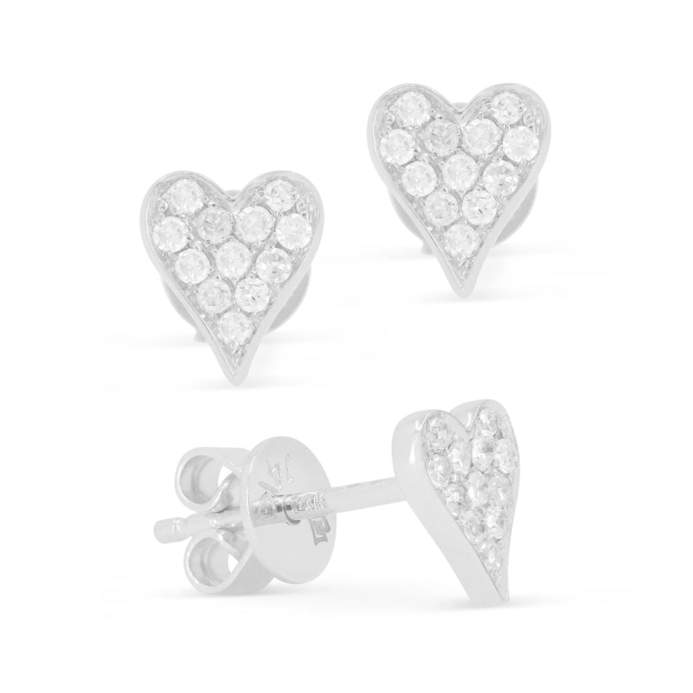 Beautiful Hand Crafted 14K White Gold White Diamond Milano Collection Stud Earrings With A Push Back Closure