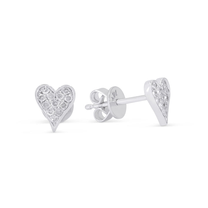 Beautiful Hand Crafted 14K White Gold White Diamond Milano Collection Stud Earrings With A Push Back Closure