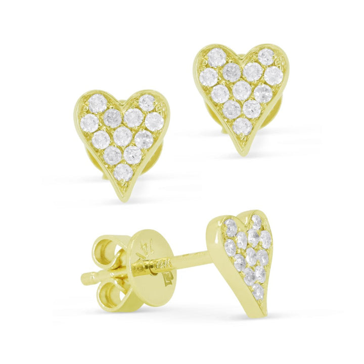 Beautiful Hand Crafted 14K Yellow Gold White Diamond Milano Collection Stud Earrings With A Push Back Closure