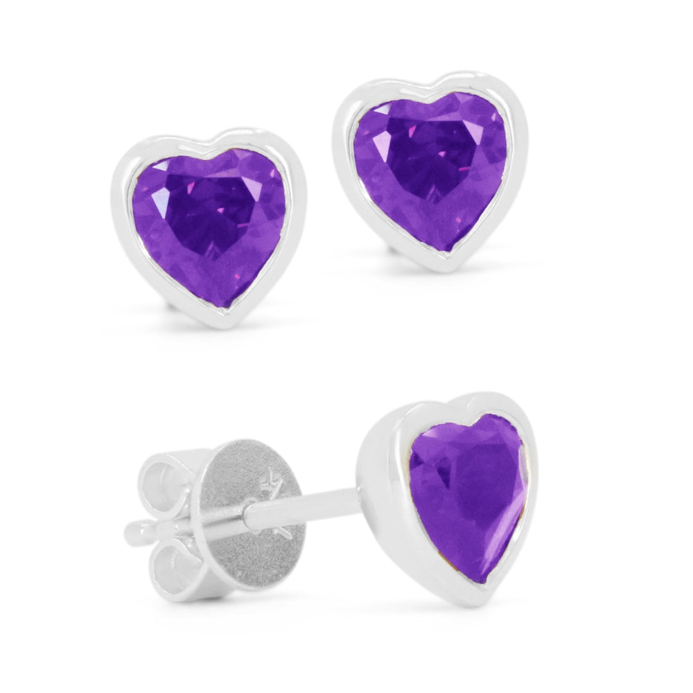 Beautiful Hand Crafted 14K White Gold 5X10MM Amethyst And Diamond Essentials Collection Stud Earrings With A Push Back Closure