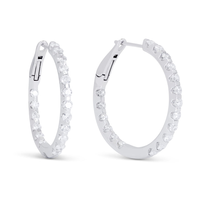 Madison L 14K White Gold Diamond In & Out Hoop Earrings - style E1847W