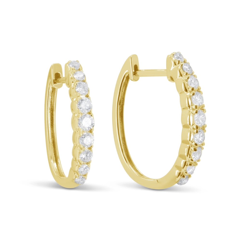 Beautiful Hand Crafted 14K White Gold White Diamond Milano Collection Hoop Earrings With A Hoop Closure