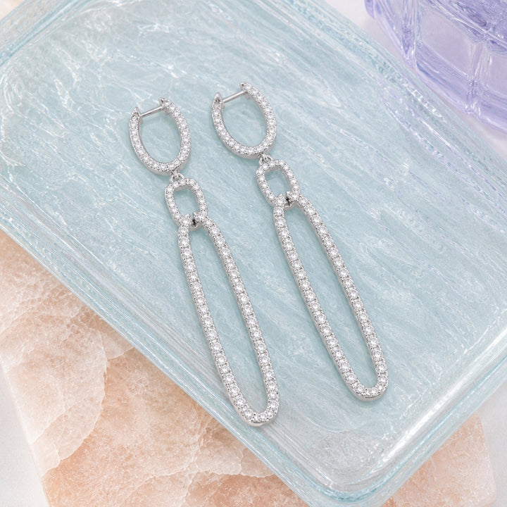 E1863 - 14K White Gold Diamond Drop Earrings