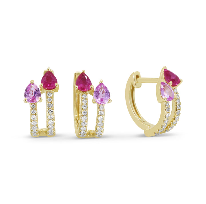 Beautiful Hand Crafted 14K Yellow Gold  Pink Sapphire And Diamond Arianna Collection