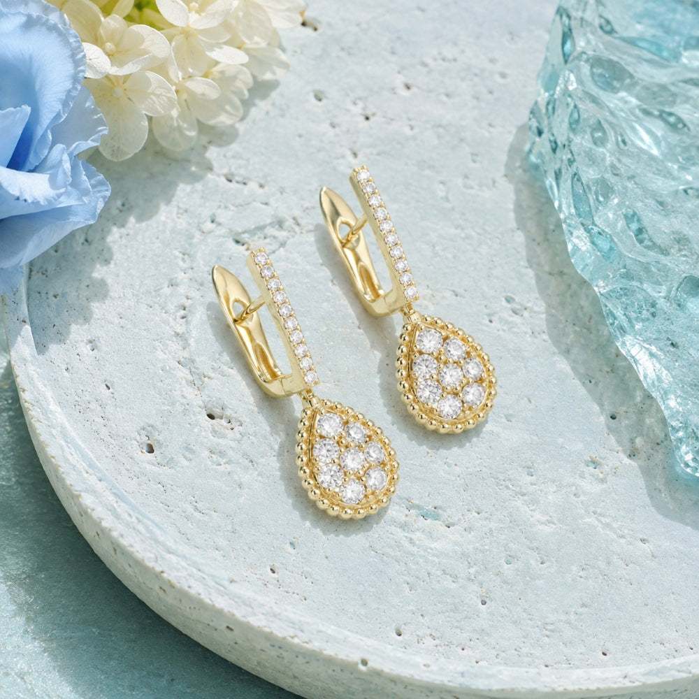 E1875 - 14K Yellow Gold Diamond Drop Earrings