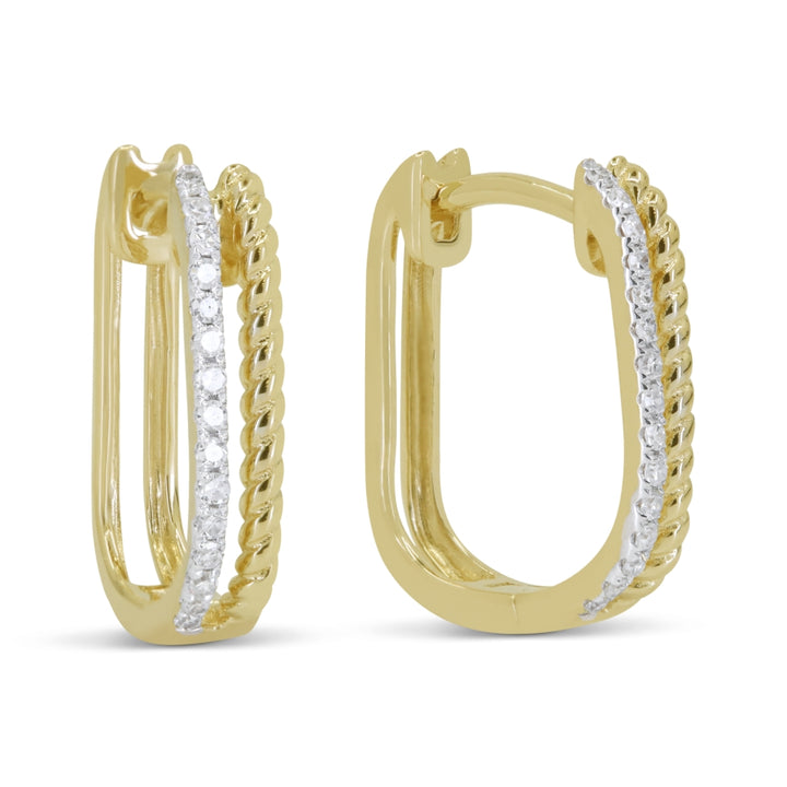 Madison L 14K Yellow Gold Diamond Huggie Hoop Earrings - style E1889Y