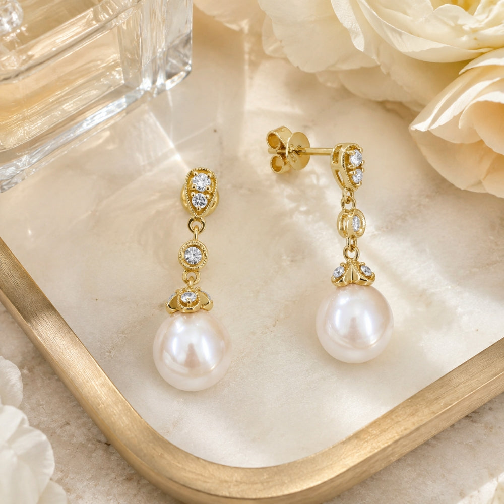 E1895 - 14K Gold Pearl Drop Earrings