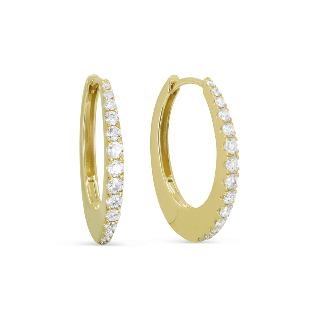 Beautiful Hand Crafted 14K Yellow Gold White Diamond Milano Collection Hoop Earrings With A Hoop Closure