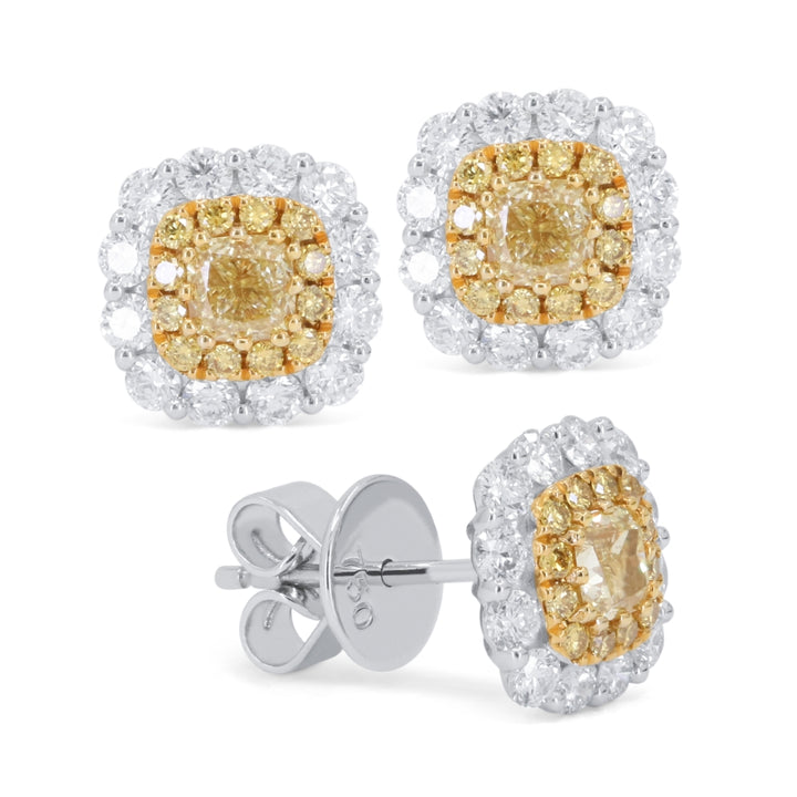 Madison L 18K White Gold Fancy Yellow Diamond Stud Earrings - style E1909YDW