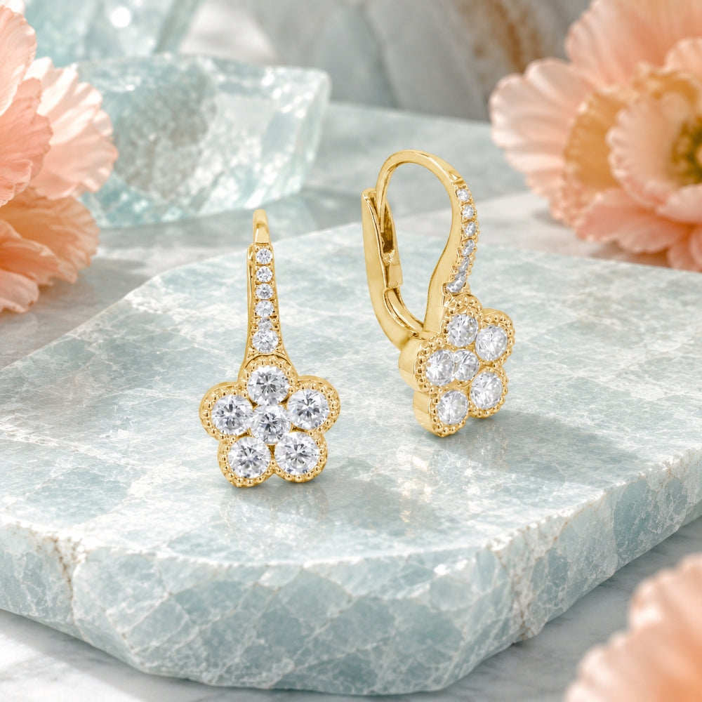 E1912 - 14K & 18K Gold Diamond Drop Earrings