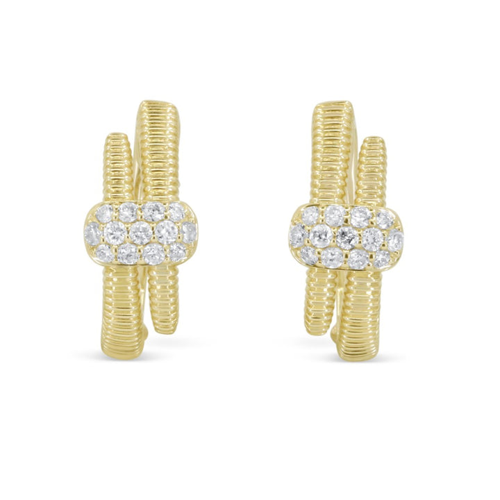 E1917 - 14K Yellow Gold Diamond Hoop Earrings