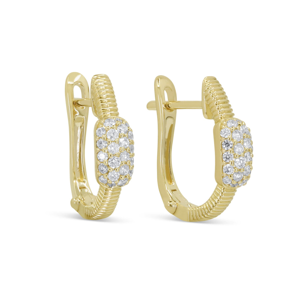 Beautiful Hand Crafted 14K Yellow Gold White Diamond Milano Collection Hoop Earrings With A Hoop Closure