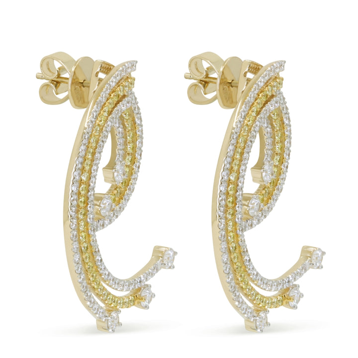 E1941 - 14K Two Tone Gold Diamond Earrings