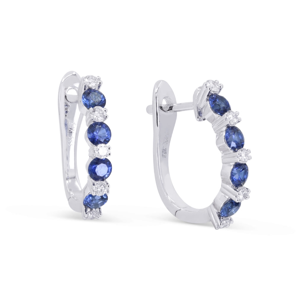 Madison L 14K White Gold Sapphire Hoop Earrings - style E1942SAW