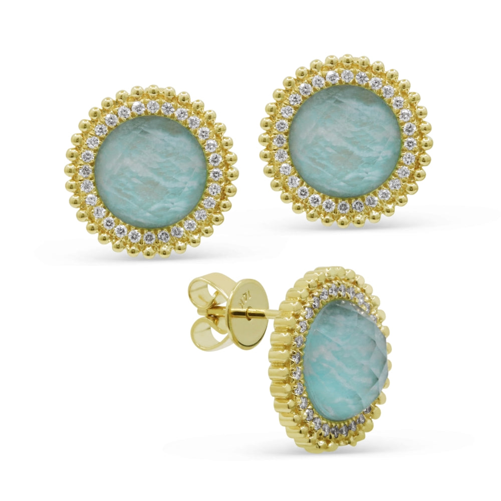 Madison L 14K Yellow Gold Amazonite Stud Earrings - style E1948AMZQUY
