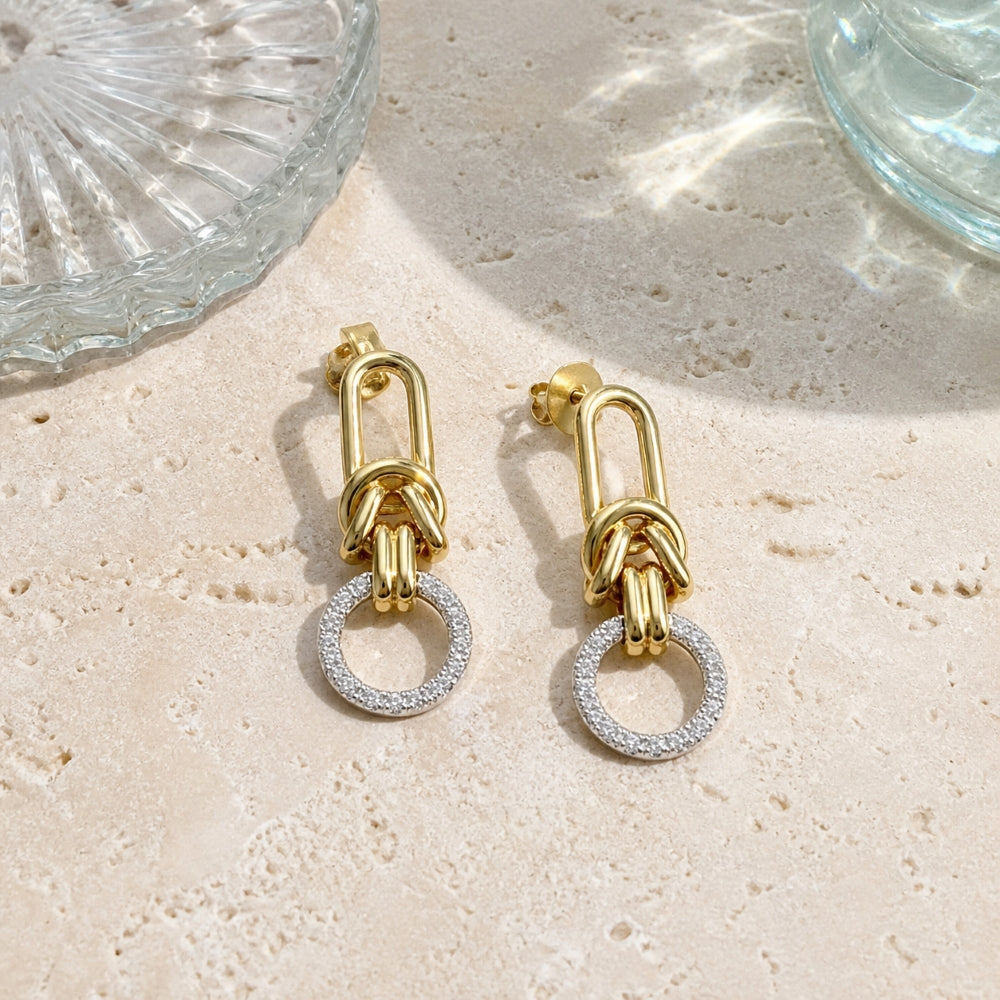 E1954 - 14K Yellow Gold Diamond Drop Earrings
