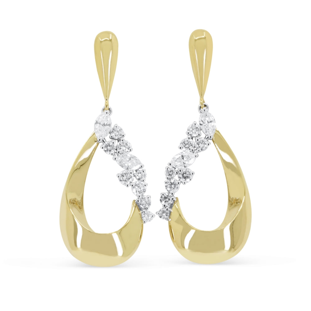 Madison L 14K Two Tone Gold Diamond Drop Earrings - style E1955WY - view 2