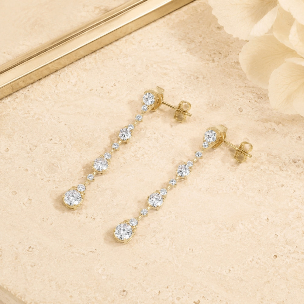E1956 - 14K Yellow Gold Diamond Drop Earrings