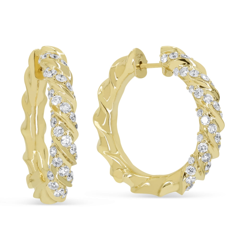Madison L 14K Yellow Gold Diamond Hoop Earrings - style E1957Y