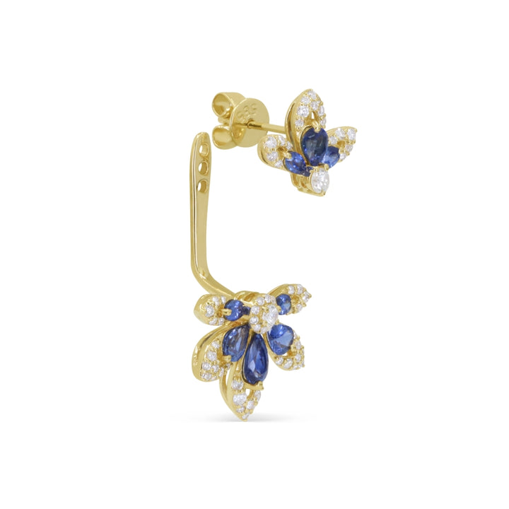 Madison L 14K Yellow Gold Sapphire Hoop Earrings - style E1970SAY - view 2