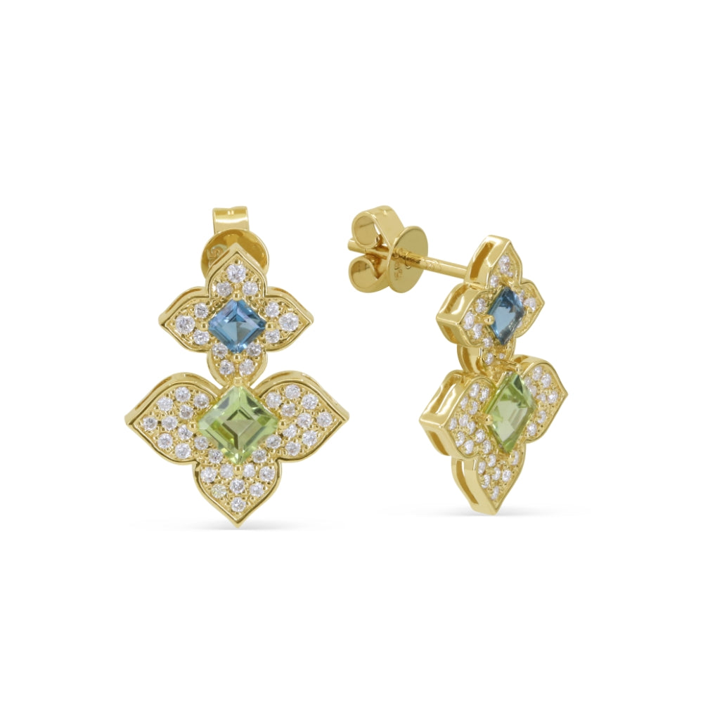 Madison L 14K Yellow Gold Diamond Flower Drop Earrings - style E1971LBTPRY