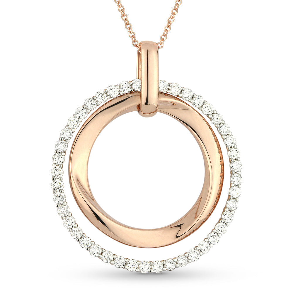 Beautiful Hand Crafted 14K Rose Gold White Diamond Milano Collection Pendant