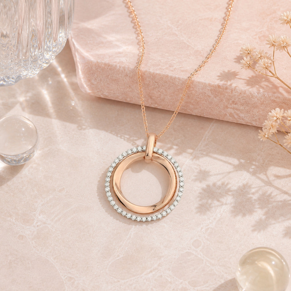 N1002 - 14K Gold Diamond Round Pendant