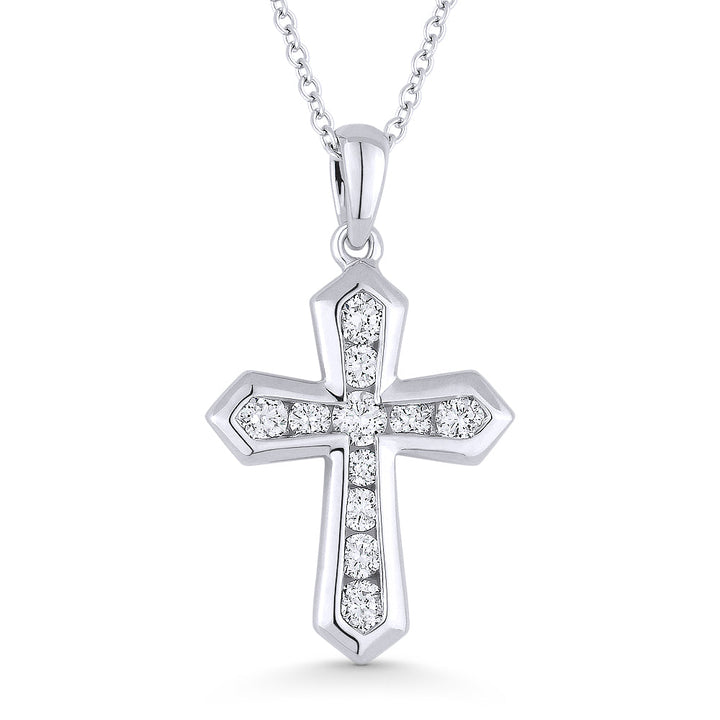 Beautiful Hand Crafted 14K White Gold White Diamond Religious Collection Pendant