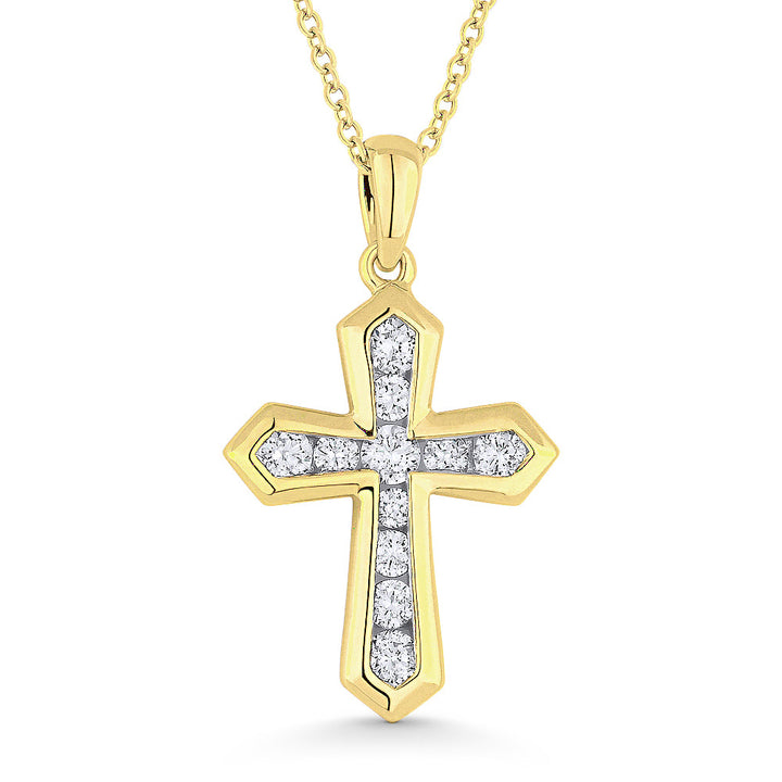 Beautiful Hand Crafted 14K Yellow Gold White Diamond Religious Collection Pendant