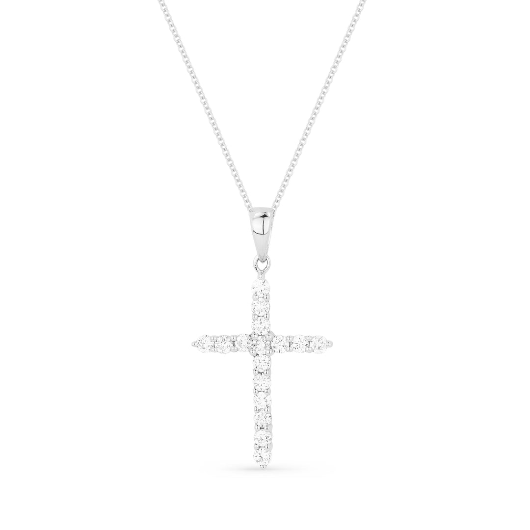 Beautiful Hand Crafted 14K White Gold White Diamond Religious Collection Pendant