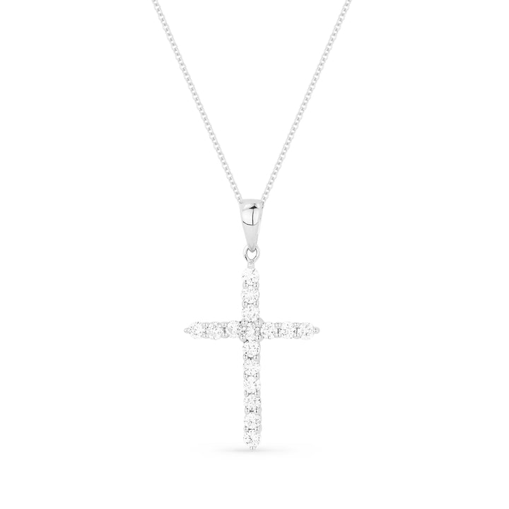 Beautiful Hand Crafted 14K White Gold White Diamond Religious Collection Pendant