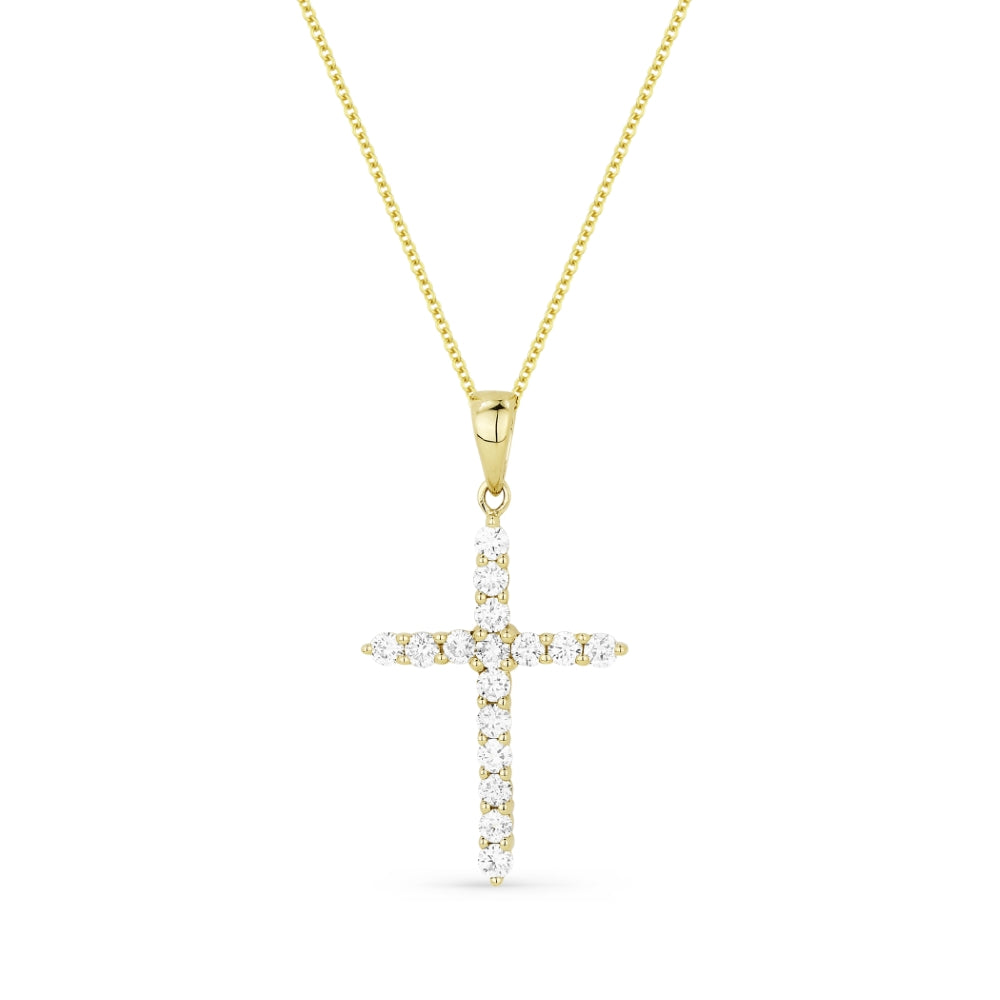 Beautiful Hand Crafted 14K Yellow Gold White Diamond Religious Collection Pendant