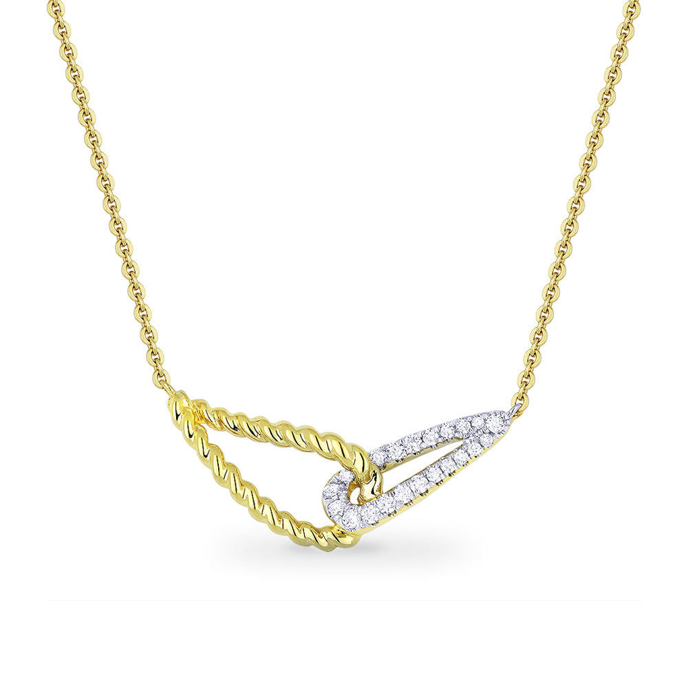 Beautiful Hand Crafted 14K Yellow Gold White Diamond Milano Collection Necklace