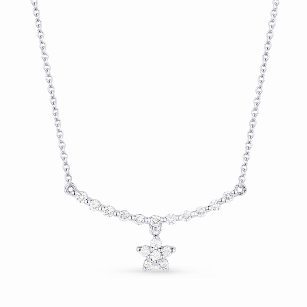Beautiful Hand Crafted 14K White Gold White Diamond Milano Collection Necklace