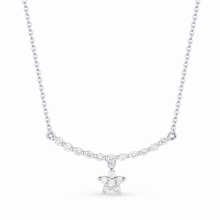 Beautiful Hand Crafted 14K White Gold White Diamond Milano Collection Necklace